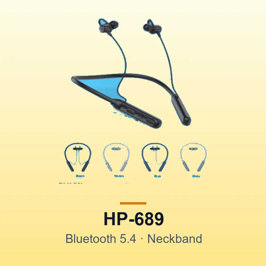 HEPU HP-689 Wireless Neckband Earphones (Bluetooth 5.4)