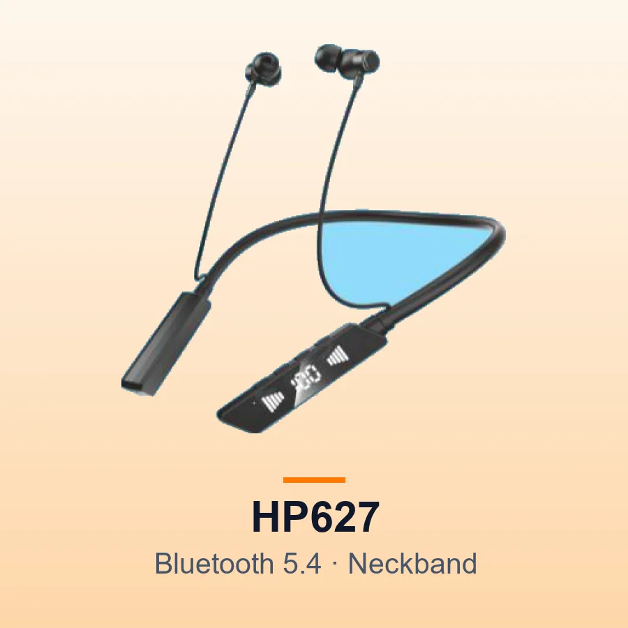 HEPU HP627 Wireless Neckband Earphones (Bluetooth 5.4)