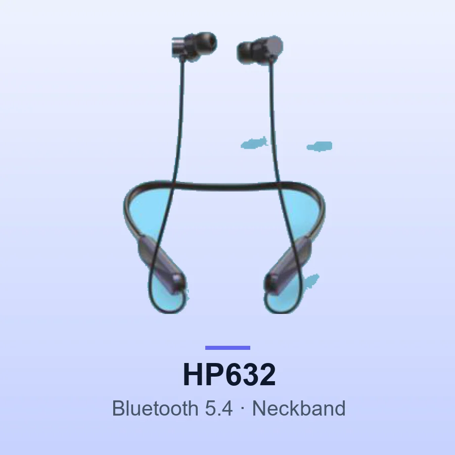 HEPU HP632 Wireless Neckband Earphones (Bluetooth 5.4)