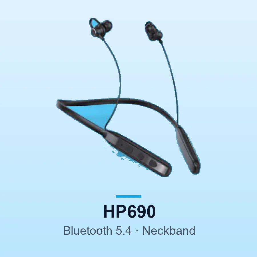 HEPU HP690 Wireless Neckband Earphones (Bluetooth 5.4)