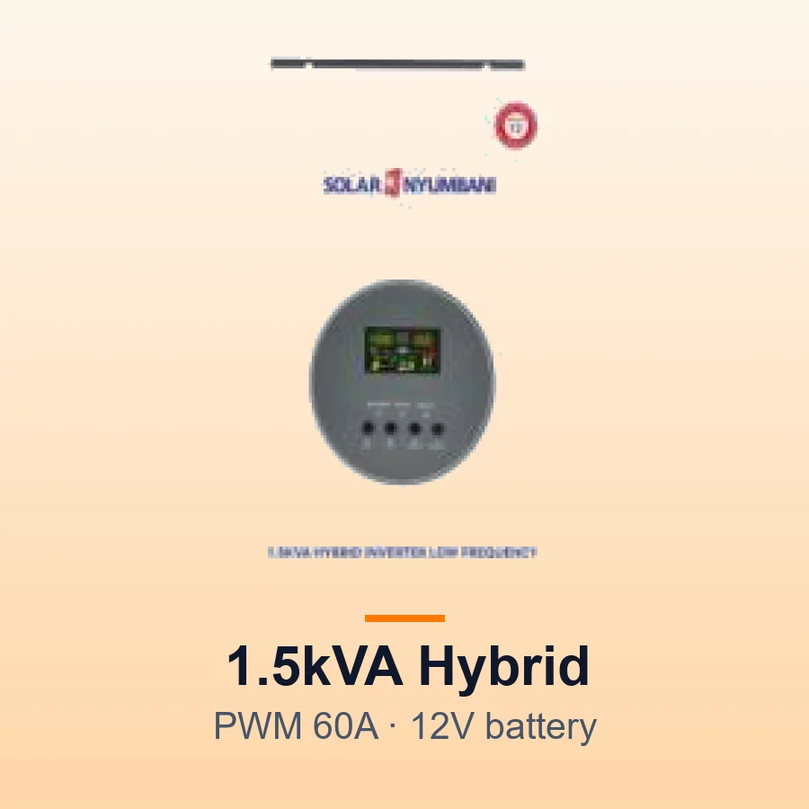 Solar Nyumbani 1.5kVA (1000W) Hybrid Solar Inverter - PWM 60A