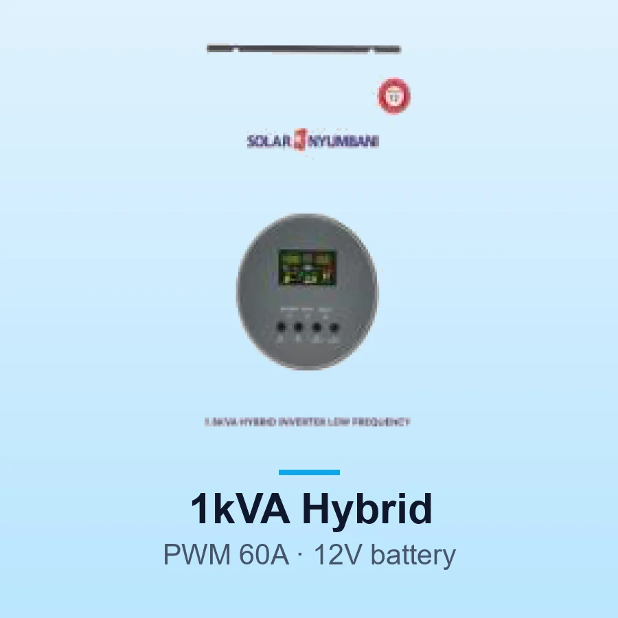 Solar Nyumbani 1kVA (800W) Hybrid Solar Inverter - PWM 60A