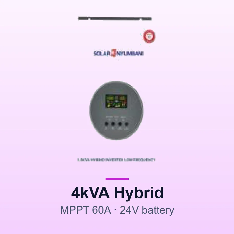 Solar Nyumbani 4kVA MPPT (3000W) Hybrid Solar Inverter - MPPT 60A